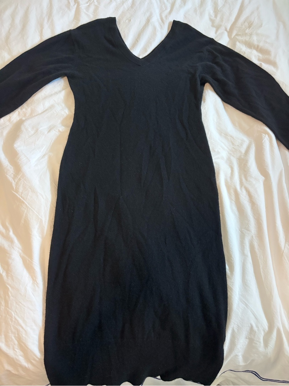 Equipment Black V-Neck Long Sleeve Knit Dress